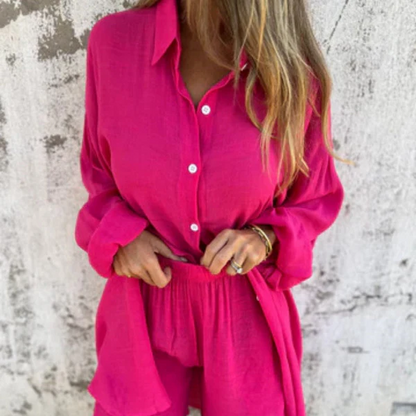 Milena™ | Ensemble deux pièces chemise et short en coton-lin